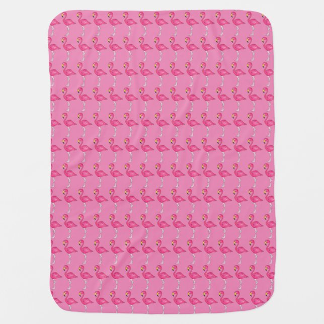 Pink Flamingo Flamingoes Tropical Bird Blanket (Front)