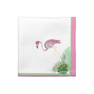 Pink Flamingo Flamingos Monstera Palm Cloth Napkin