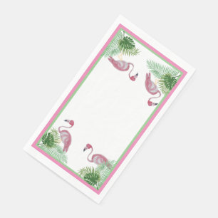 Pink Flamingo Flamingos Monstera Palm Paper Guest Towels