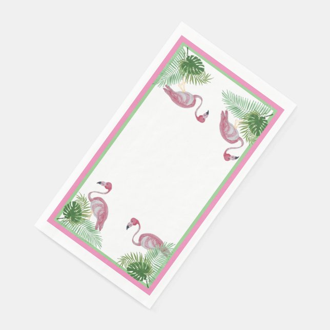 Pink Flamingo Flamingos Monstera Palm  Paper Guest Towels (Corner)