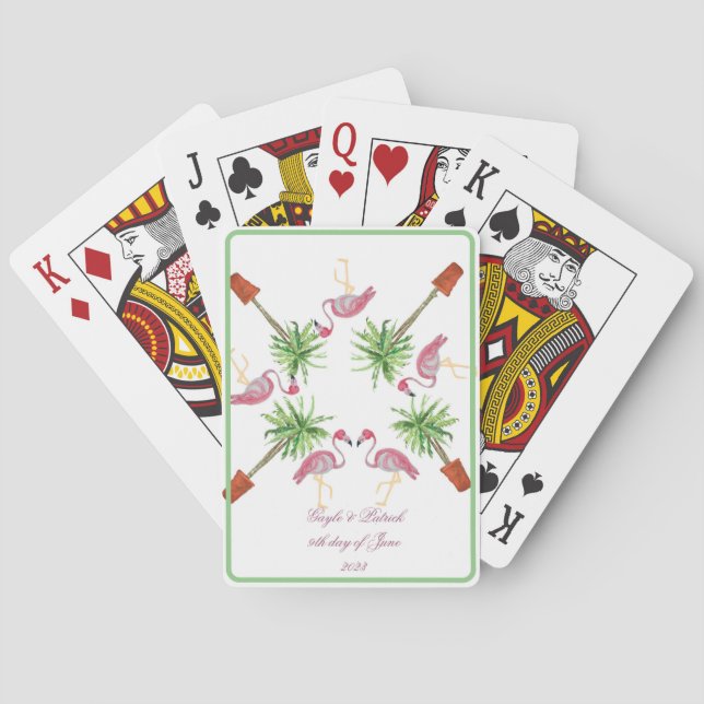  Pink Flamingo Flamingos Palm Trees  Poker Cards (Back)