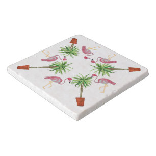 Pink Flamingo Flamingos Palm Trees Trivet