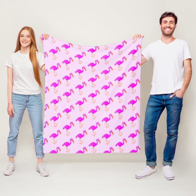 Pink Flamingo Fleece Blanket (In Situ)