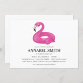 Pink Flamingo Float Birthday Pool Party Invitation (Front/Back)