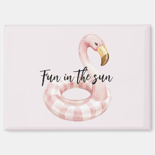 Pink Flamingo Float Fun in the Sun Magnet