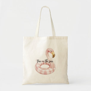 Pink Flamingo Float Surf Board Tote Bag