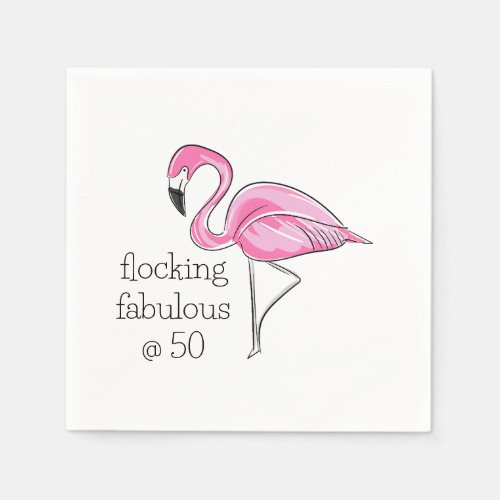 Pink Flamingo Flocking Fabulous at Fifty Napkins