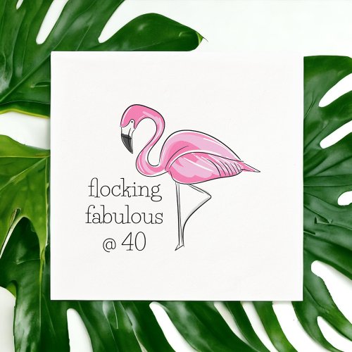 Pink Flamingo Flocking Fabulous at Forty Napkins
