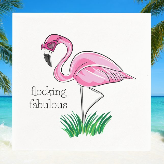 Pink Flamingo Flocking Fabulous Pink Glasses Napkins (Creator Uploaded)
