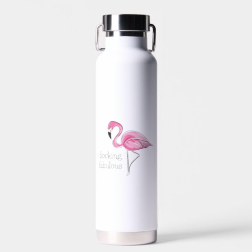 Pink Flamingo Flocking Fabulous Water Bottle