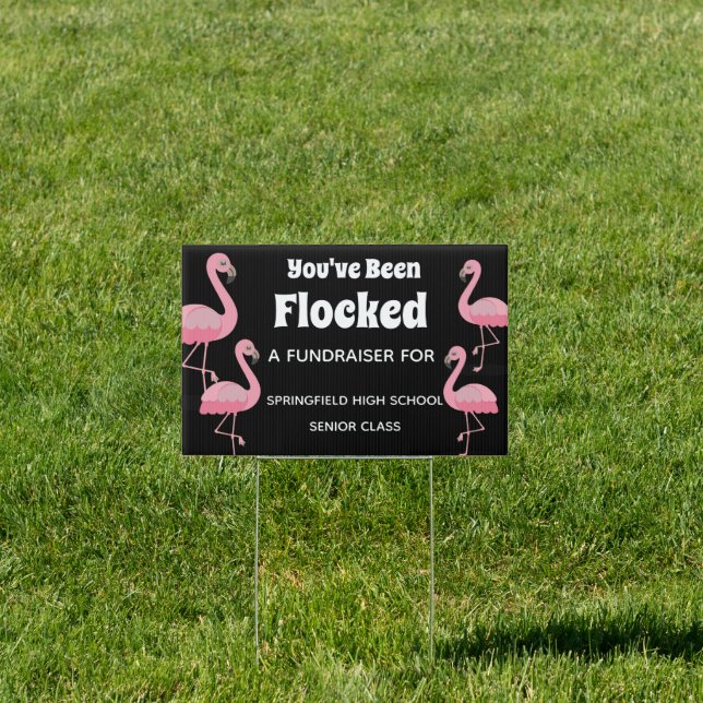 Pink Flamingo Flocking Fundraiser Yard Sign (Insitu)