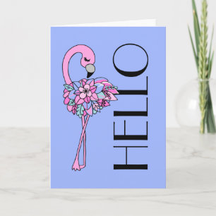 Pink Flamingo Floral Greeting Card (Blank Inside)