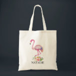 Pink Flamingo Floral Kids Girl Personalized Gift Tote Bag<br><div class="desc">Pink Flamingo Floral Kids Girl Personalized Gift</div>