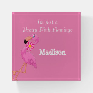 Pink Flamingo Floral Paperweight