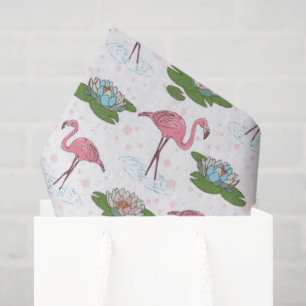 pink flamingo floral pattern tissue paper