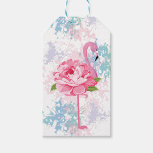 Pink flamingo Floral Personalized Gift Tags