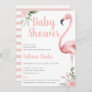 Pink Flamingo Floral Tropical Theme Baby Shower Invitation