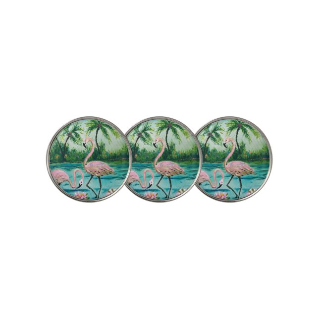 Pink Flamingo Florida Golf Ball Marker (3 Up)