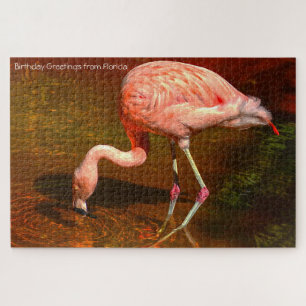 Pink Flamingo Florida. Jigsaw Puzzle