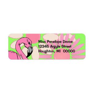 Pink Flamingo Flower Petal Camouflage Return Label