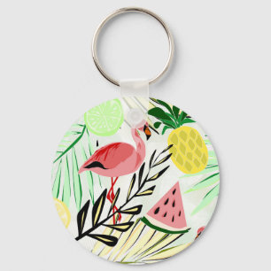 Pink Flamingo, fruit Keychain