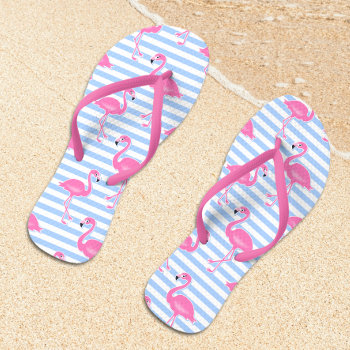 Pink Flamingo Fun Pattern Flip Flops by Ricaso_Graphics at Zazzle
