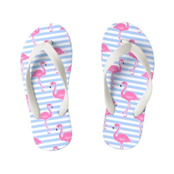 Pink Flamingo Fun Pattern Kid's Flip Flops by Ricaso_Graphics at Zazzle