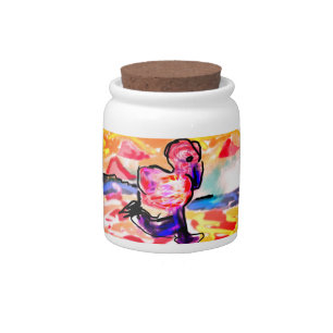 Pink flamingo gem candy jar
