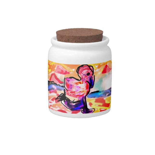 Pink flamingo gem  candy jar (Front)