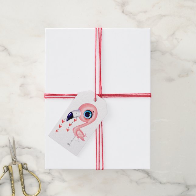 Pink Flamingo Gift Tag (With Twine)