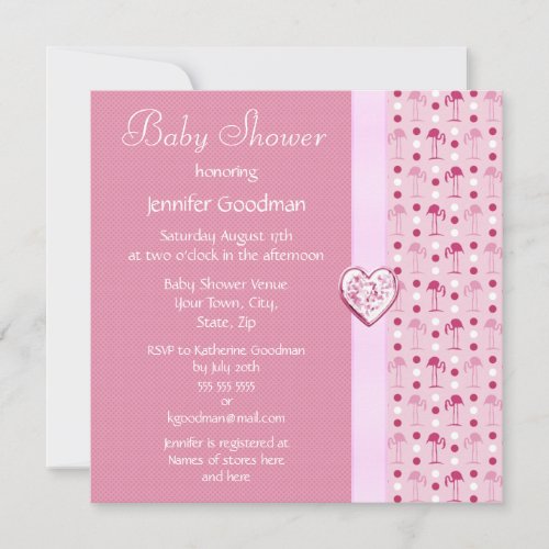 Pink Flamingo Girl Baby Shower Invites