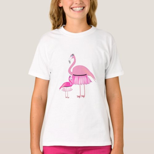 Pink Flamingo _ Girls Basic T_Shirt