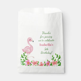 Pink Flamingo Girl's Birthday Party Thank You Favor Bag