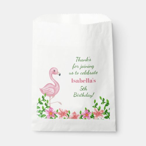 Pink Flamingo Girls Birthday Party Thank You Favor Bag