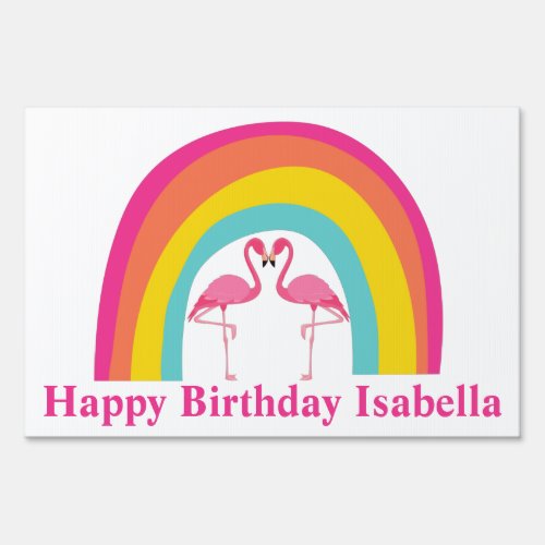 Pink Flamingo Girls Tropical Birthday Party Banner Sign
