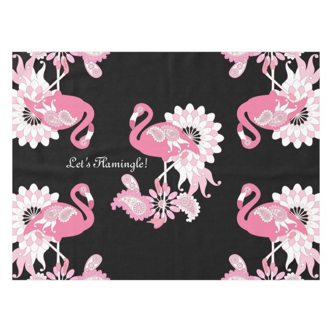 Pink Flamingo Girly Cute Black Personalized