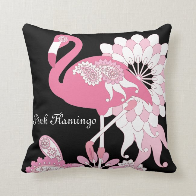 Pink Flamingo Girly Cute Personalized Black