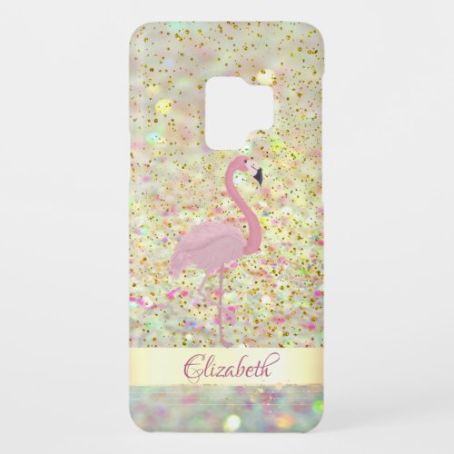 Pink Flamingo  Glitter Bokeh Confetti Case_Mate Samsung Galaxy S9 Case