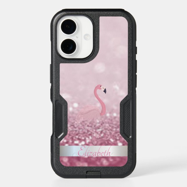 Pink Flamingo Glitter Bokeh  Otterbox iPhone Case (Back)