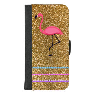 Pink Flamingo Glitter iPhone 8/7 Plus Wallet Case
