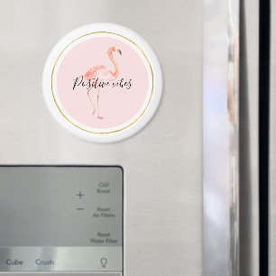 Pink flamingo gold and frame personalized magnet