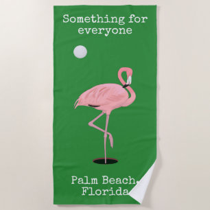 Pink Flamingo Golf Palm Beach Towel