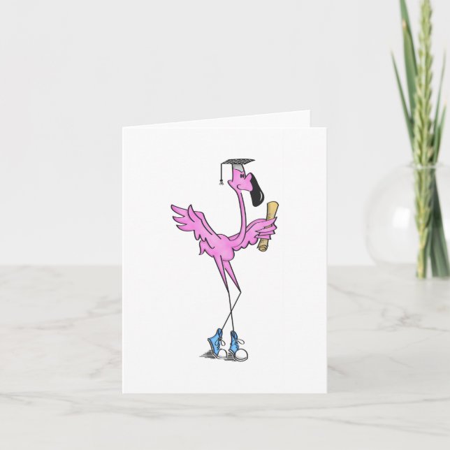 Pink Flamingo Graduation Announcement Card (Front)