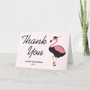 Pink Flamingo Graduation Letterpress Thank You Card