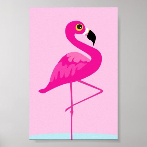 Pink flamingo graphic nursery print