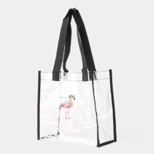 Pink Flamingo Green Sunglasses Clear Tote Bag
