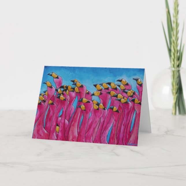 Pink Flamingo Greeting Card (Front)