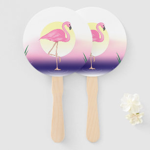 Pink Flamingo Hand Fan