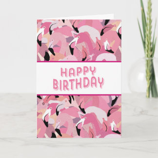 Pink Flamingo Happy Birthday Card