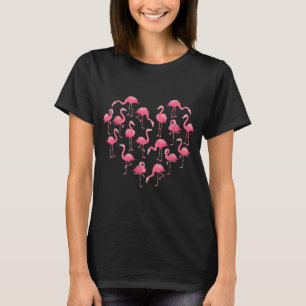 Pink Flamingo Heart Love For Women Girls Kids Cute T-Shirt